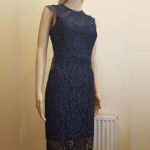 Navy all over lace embroidered dress